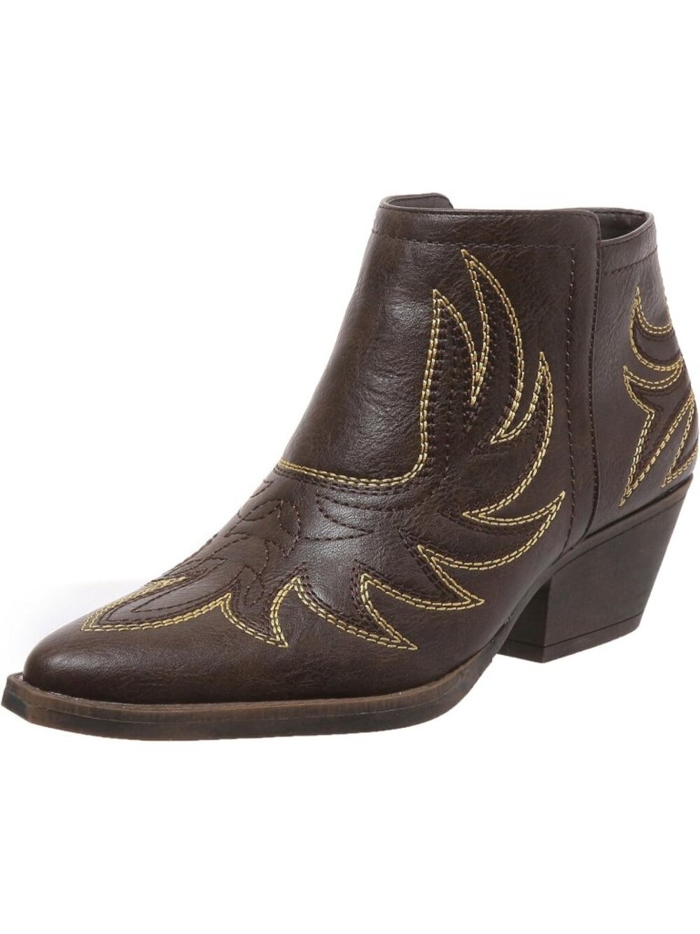 Women's Dark Brown Polyurethane Cowgirl Western Pointed Toe Chunky Heels
